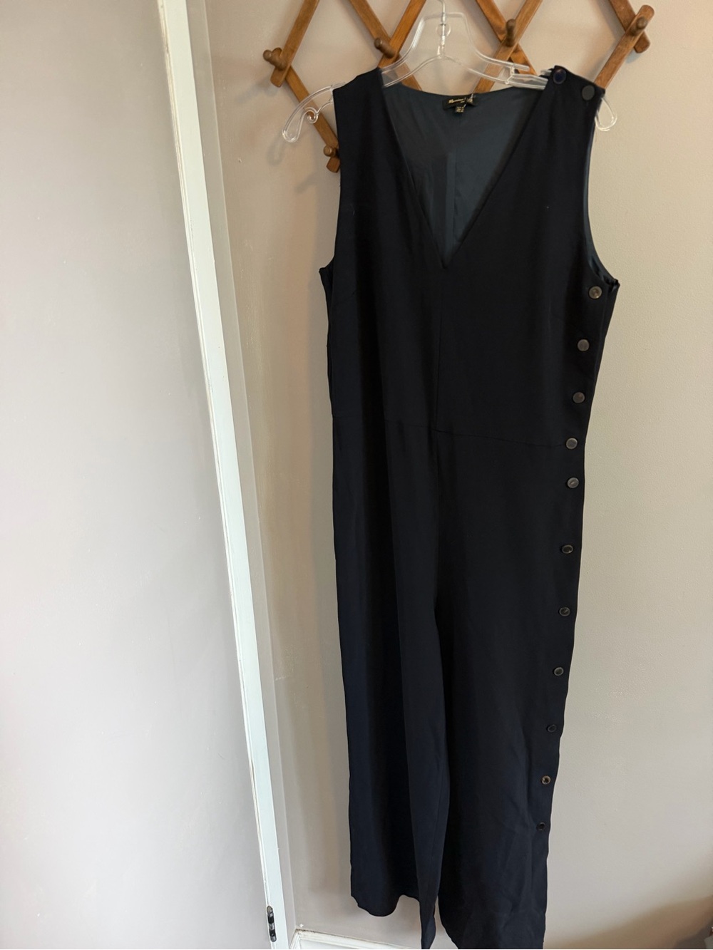 Massimo Dutti Navy Blue Button Side V-Neck Jumpsuit US 10 EUR 42